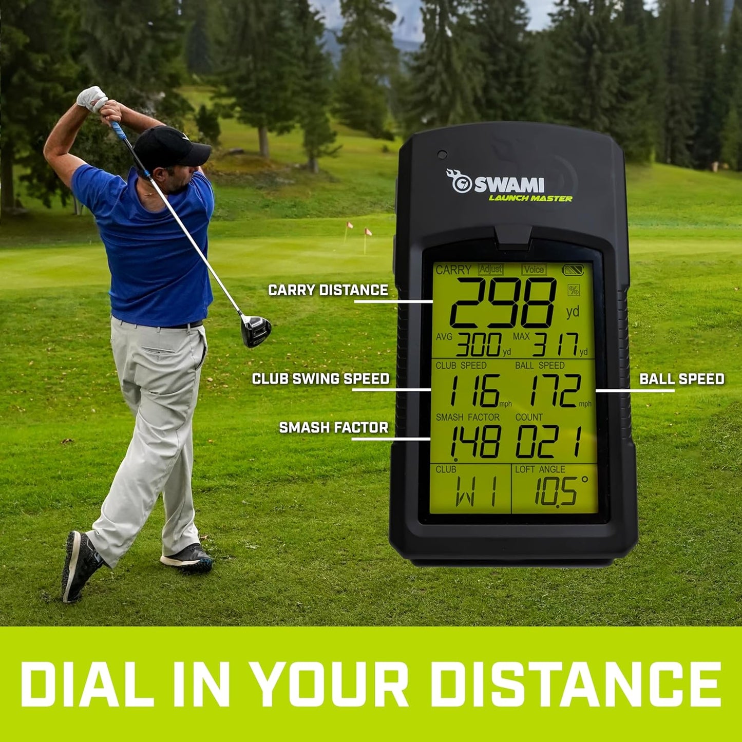 Golf Swami Launch Master Launch Monitor - Golf Training Ball Striking Analysis Tracking Club Head Speed, Ball Speed, Smash Factor and Carry Distance