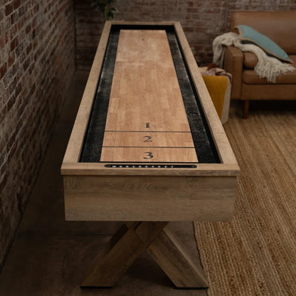 White Oak LED Shuffleboard Table with Buffet Top