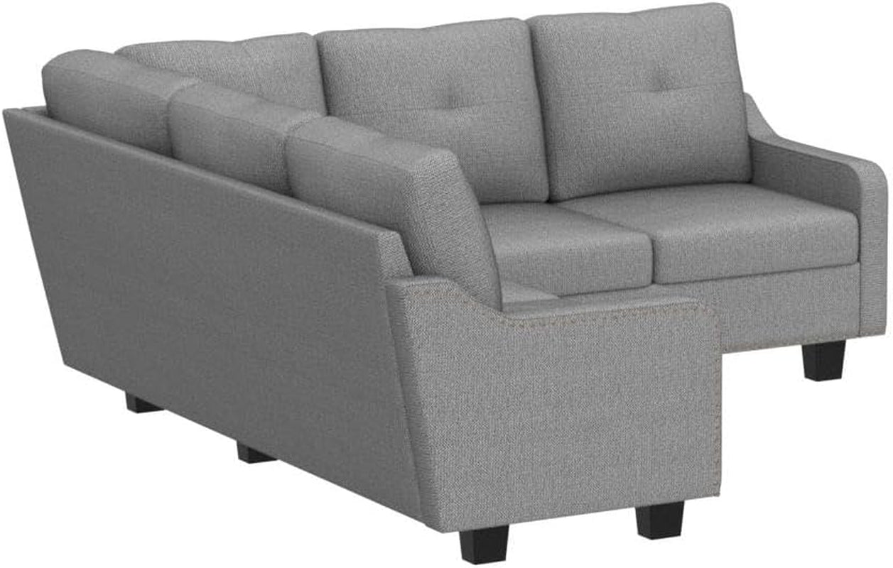 Convertible Sectional Sofa L Shaped Couch for Small Apartment Reversible Sectional Couch for Living Room,Light Grey