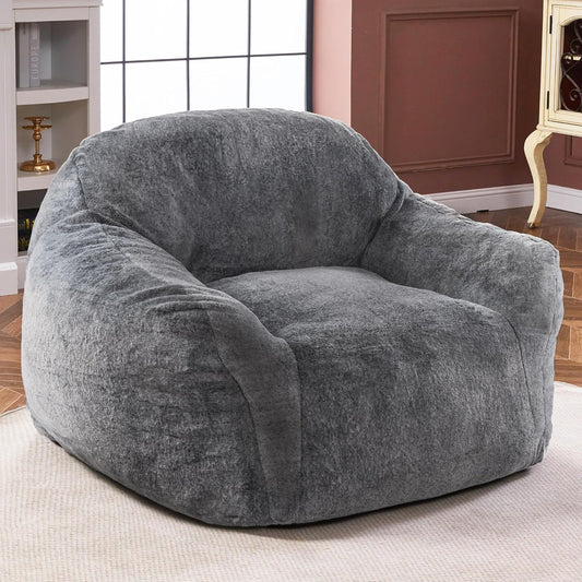 Giant Bean Bag Chair,Bean Bag Sofa Chair with Armrests, Bean Bag Couch Stuffed High-Density Foam, Plush Lazy Sofa Comfy Chair,Large Beanbag Chair for Adults in Livingroom,Bedroom (Grey)