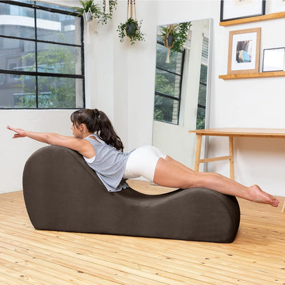 Sleek Chaise Lounge for Yoga-Made in the Usa-For Stretching, Relaxation, Exercise & More, 60D X 18W X 26H Inch, Brown