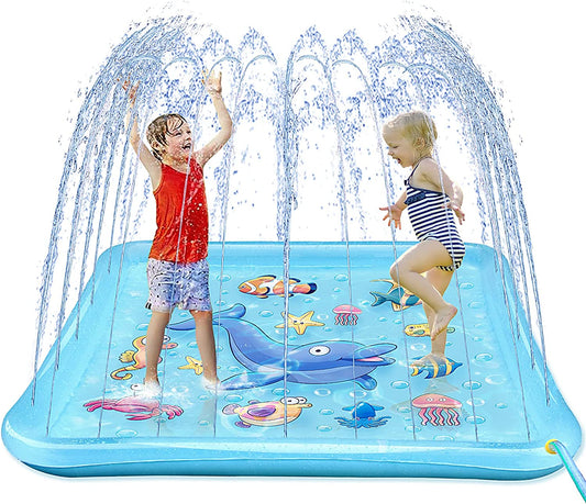 Splash Pad for Toddlers, Outdoor Sprinkler for Kids, 67" Summer Water Toys Inflatable Wading Baby Pool Fun Gifts for 3 4 5 6 7 8 9 Years Old Boy Girl Backyard Garden Lawn Outdoor Games