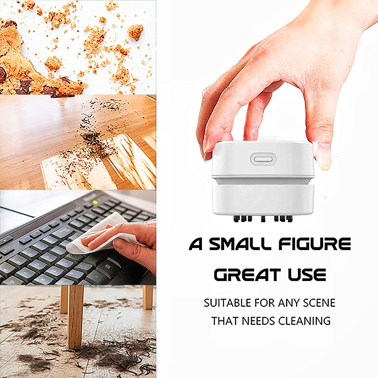 Desk Vacuum, Upgraded Version of Mini Desk Vacuum Cleaner More Durable Desk Accessory Sucks Tiny Items and Crumbs on Desktop Drawer Countertop Ideal Tech White Elephant Gift