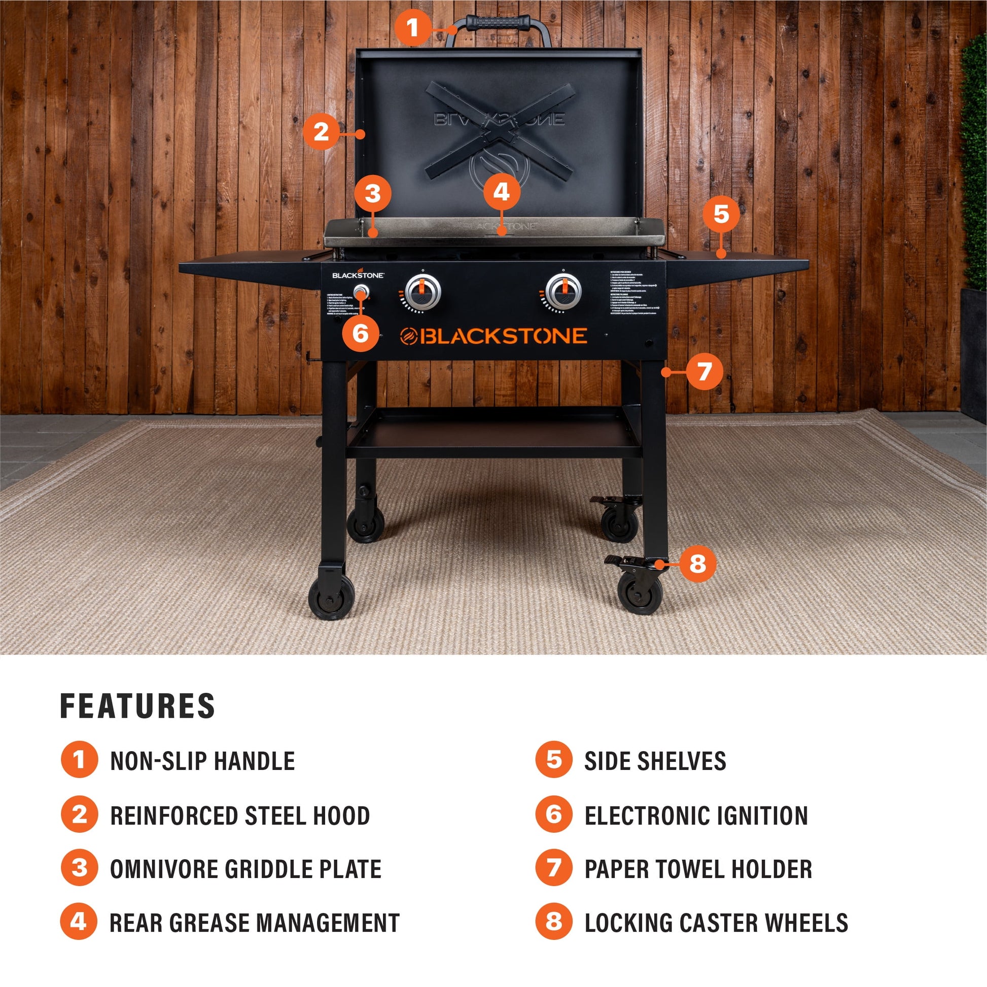 2-Burner 28” Propane Griddle with Hood and Omnivore Griddle Plate