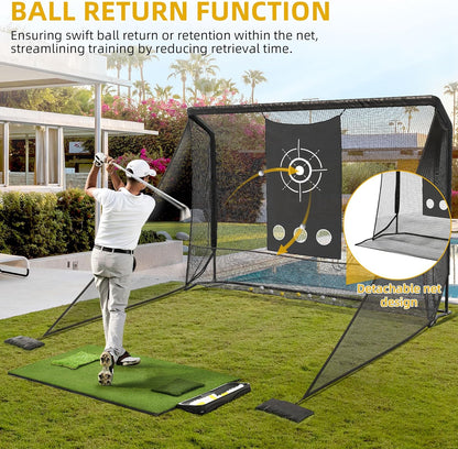 10Ft / 7Ft Golf Hitting Net with Steel Frame, Golf Driving Net Selection, Golf Practice Net for Personal Driving Range Use Training in Backyard, Indoors and Outdoor