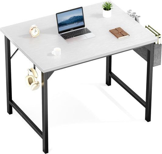 Computer Small Desk 32 Inch Home Office Writing Study Work Storage Bag Headphone Hooks Simple Modern Wood Kids Student Table