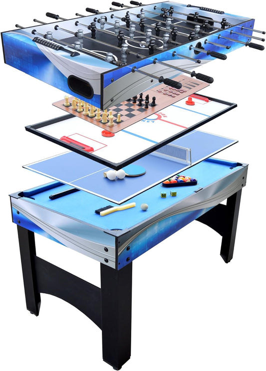 Matrix 54-In 7-In-1 Multi Game Table with Foosball, Pool, Glide Hockey, Table Tennis, Chess, Checkers and Backgammon