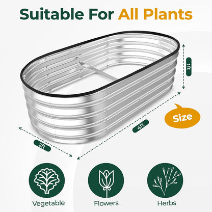 Galvanized Raised Garden Bed, 4Ft X 2Ft Lightweight Planter Boxes Outdoor with Easy Assembly, Large Garden Bed for Vegetables, Fruits, Flower - Design By Technique