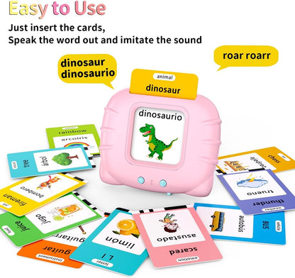 Bilingual Educational Toys, Spanish English 520 Sight Words Talking-Flash-Cards, Preschool-Learning-Activities, Montessori-Toys, Toddler Toys for 2 3 4 5 6 Year Old Boys and Girls, Pink