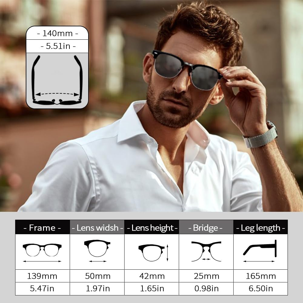 Smart Sunglasses Glasses for Men Women with AAC Speaker Open Ear Music Touch Buttons Remote Photo Voice Assistant Hand-Free Calling, Unisex Audio Intelligent Bluetooth 5.0, Great Gift for Friends