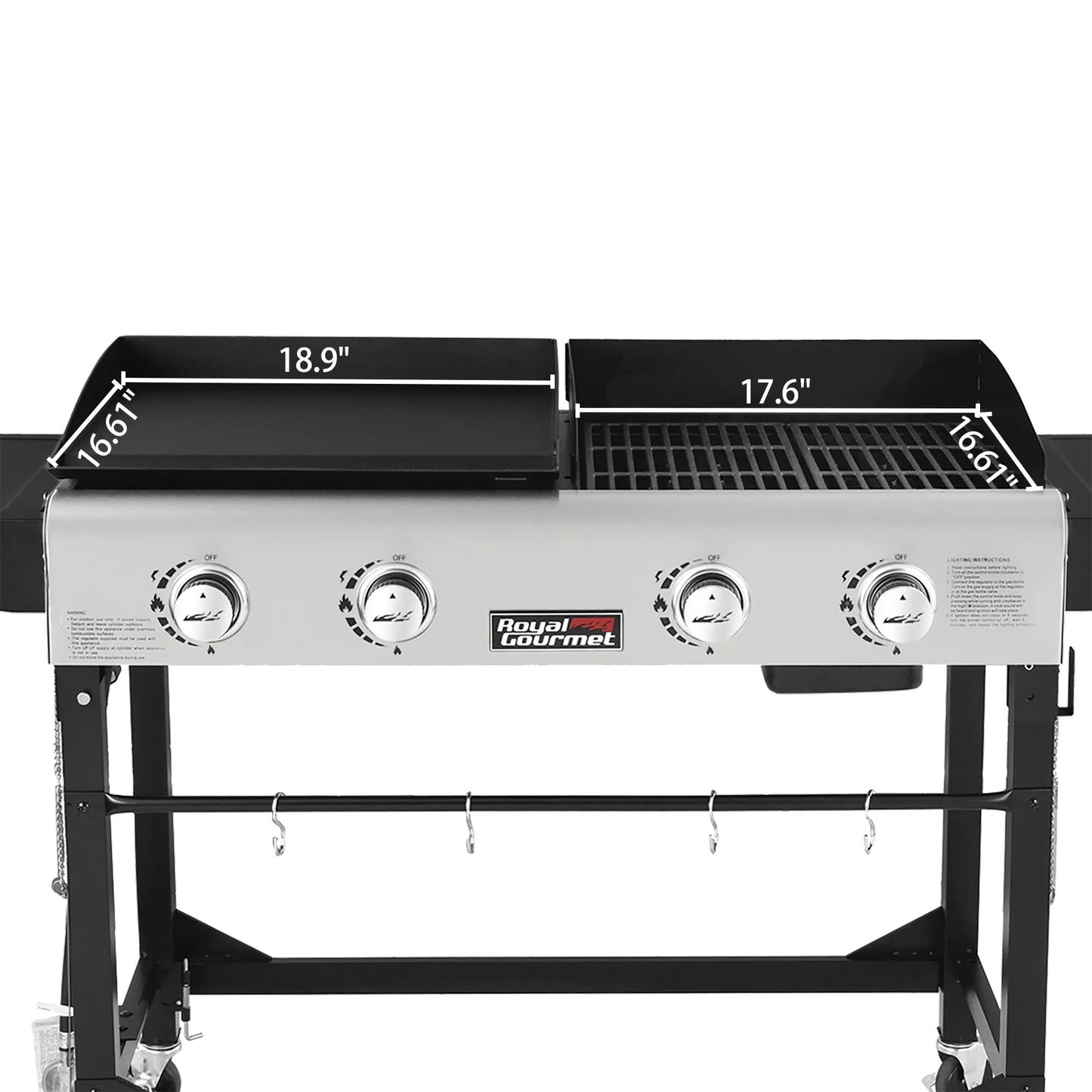 GD401C Premium 4-Burner 48000-BTU Folding Gas Grill and Griddle, with Cover