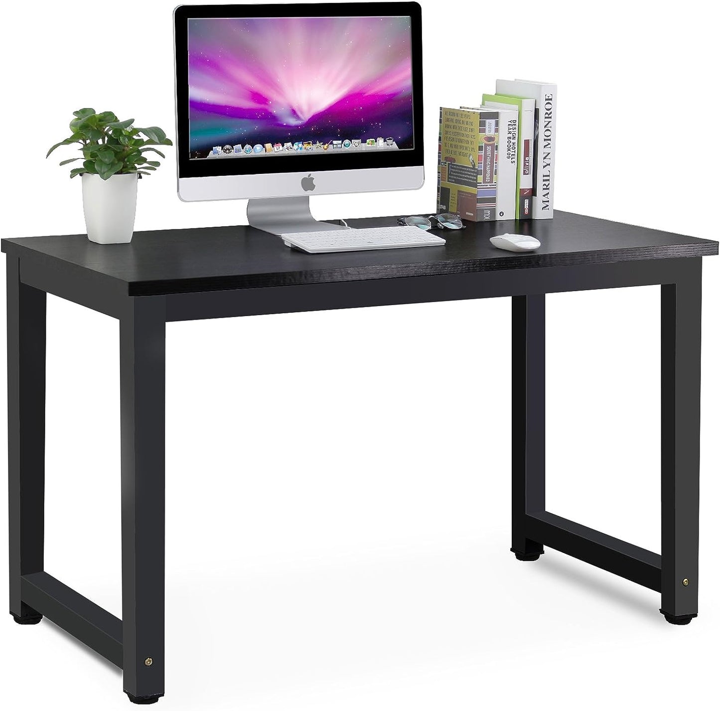 Computer Desk, 47 Inch Modern Simple Office Desk Computer Table Study Writing Desk for Home Office, White