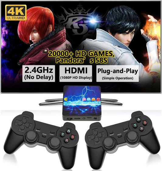 20000 in 1 Wifi Game Box 58S Retro Unrepeated Game Stick Console,Plug and Play,9 Emulators,4K HDMI Output,Dual 2.4G Wireless Controllers