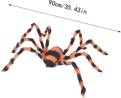 Halloween Party Decorations 6.7 Ft Scary Hairy Fake Large Spider with Bendable Legs and Red Eyes, Spider Props for Yard Indoor Outdoor outside Haunted House Wall Party Decor