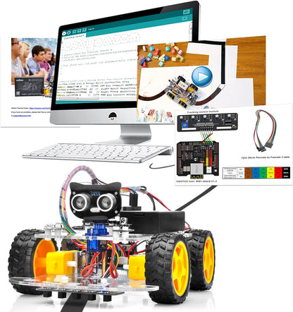 Robot Car Starter Kit for R3 | STEM Remote Controlled Educational Motorized Robotics for Building Programming Learning How to Code | IOT Mechanical DIY Coding for Teens Adults