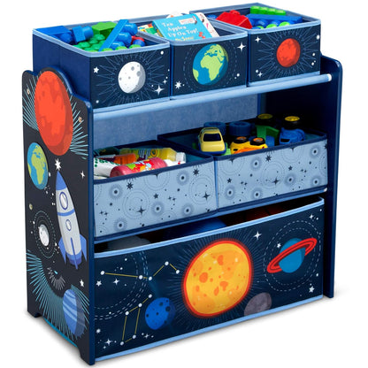 Space Adventures Design & Store 6 Bin Toy Storage Organizer - Greenguard Gold Certified, Blue