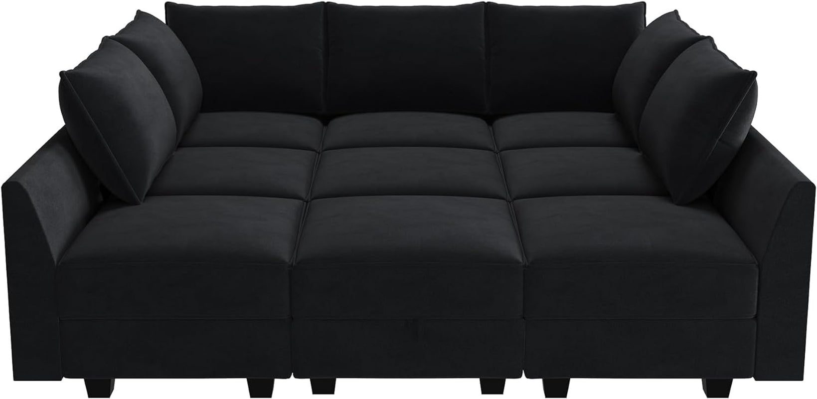 Modular Sectional Sofa with Ottoman Modular Sleeper Sectional Couches for Living Room, Black