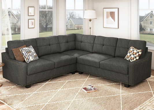 Convertible Sectional Sofa L Shaped Couch for Small Apartment Reversible Sectional Couch for Living Room,Dark Grey