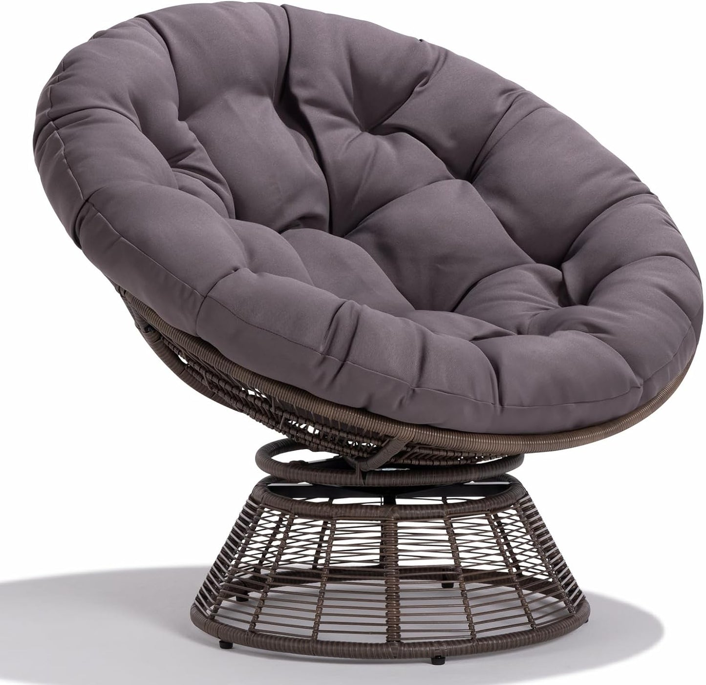 Bee Papasan Chair (Smoky Quartz Cushion-Brown Frame)