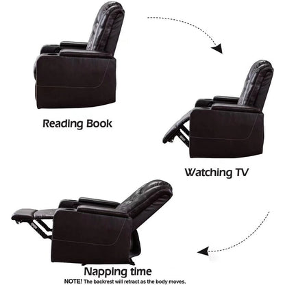 Breathable Leather Home Theater Seating with with USB Ports and Cup Holders