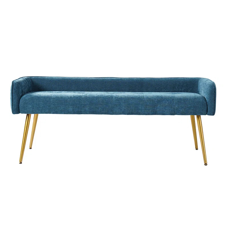 Millbury Polyester Upholstered Bench with Mental Leg