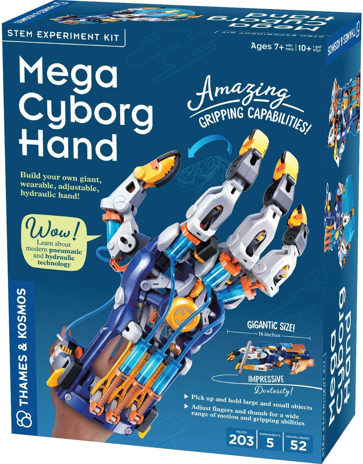 Mega Cyborg Hand STEM Experiment Kit | Build Your Own GIANT Hydraulic Amazing Gripping Capabilities Adjustable for Different Sizes Learn Pneumatic Systems