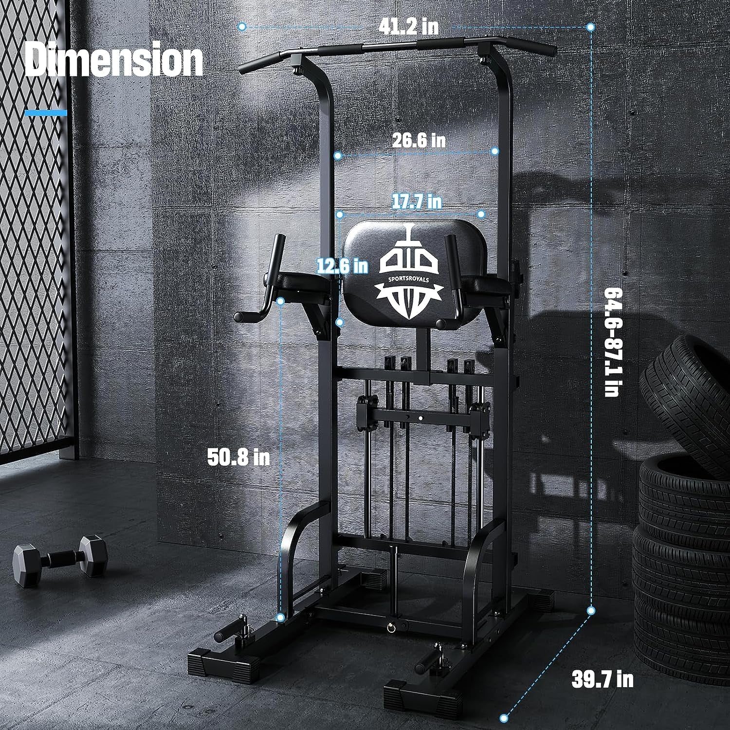 Power Tower Pull up Dip Station Assistive Trainer Multi-Function Home Gym Strength Training Fitness Equipment 440LBS