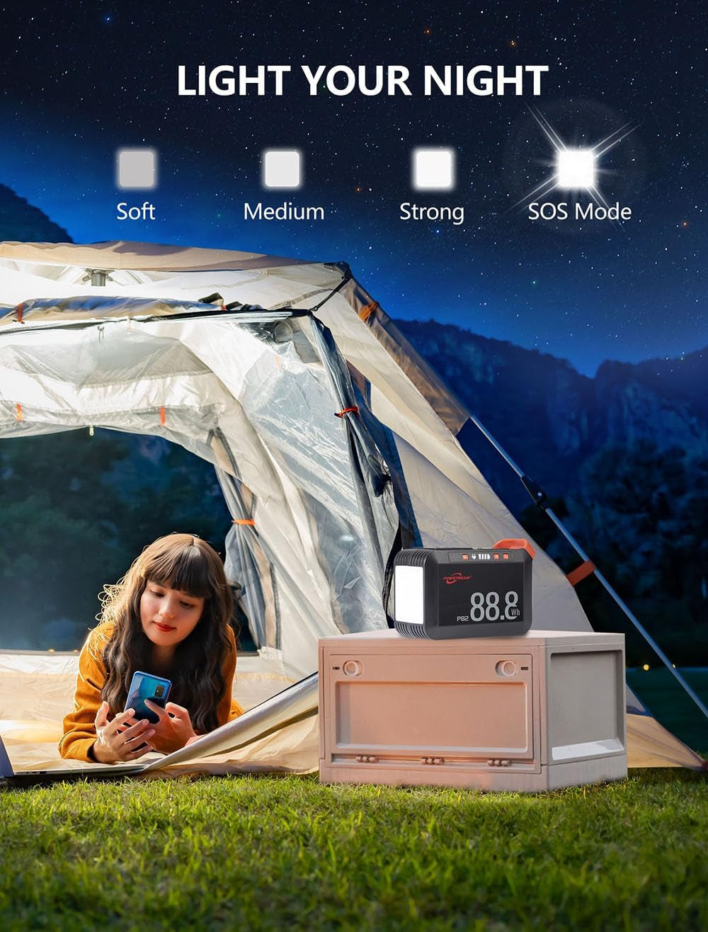 -Solar-Generator-88.8Wh-Portable-Power-Station-With-Solar-Panel-Included - Lithium Ion Battery Power Bank with AC USB Output for Outdoor Camping Adventure Home Emergency Blackout Trip