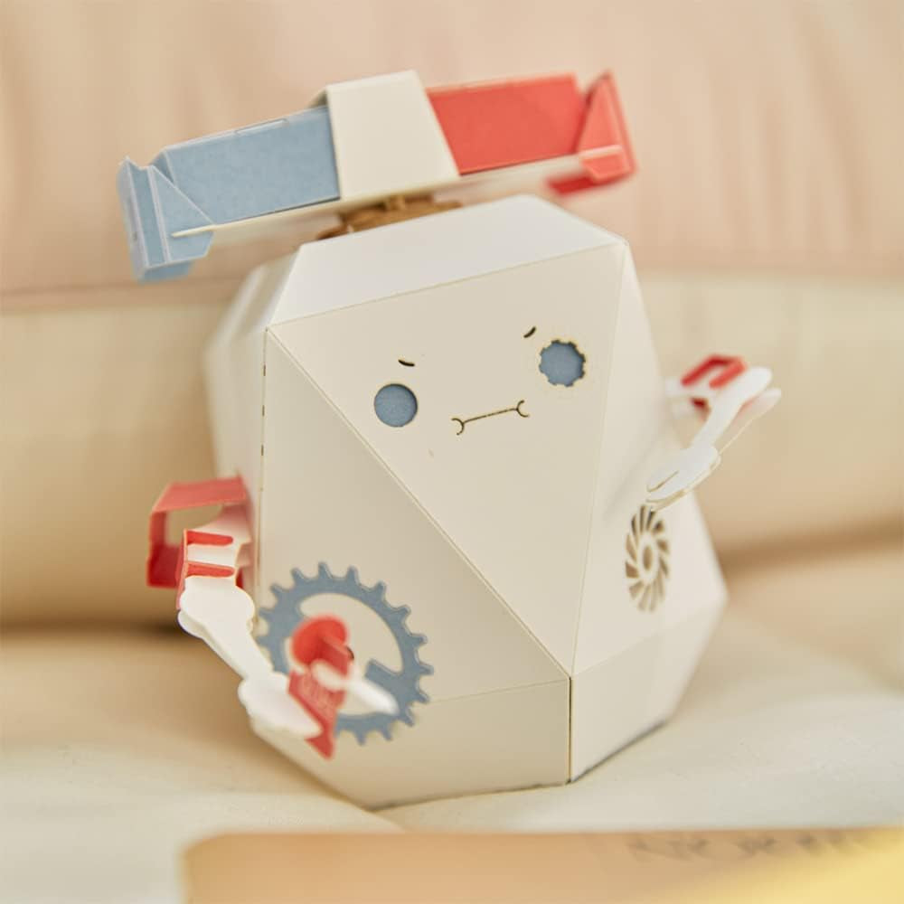 ROBOTRY Moving Paper Robots Making Kit - Learn Very Basic 5 Robot Mechanisms (The Genius Police Officer, Poli)