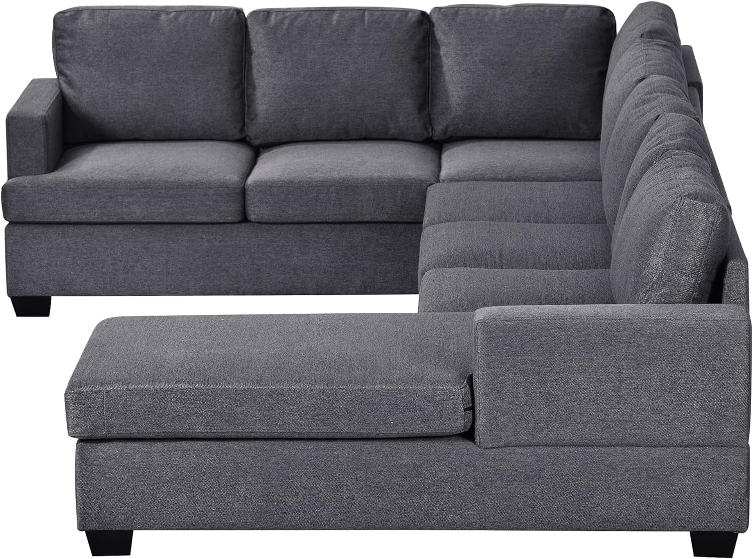 Living Room Oversized Modular Sofa, Modern Fabric Upholstered U Shape Extra Wide Chaise Lounge,Large Sectional Couch for Office, Spacious Space, Grey-B