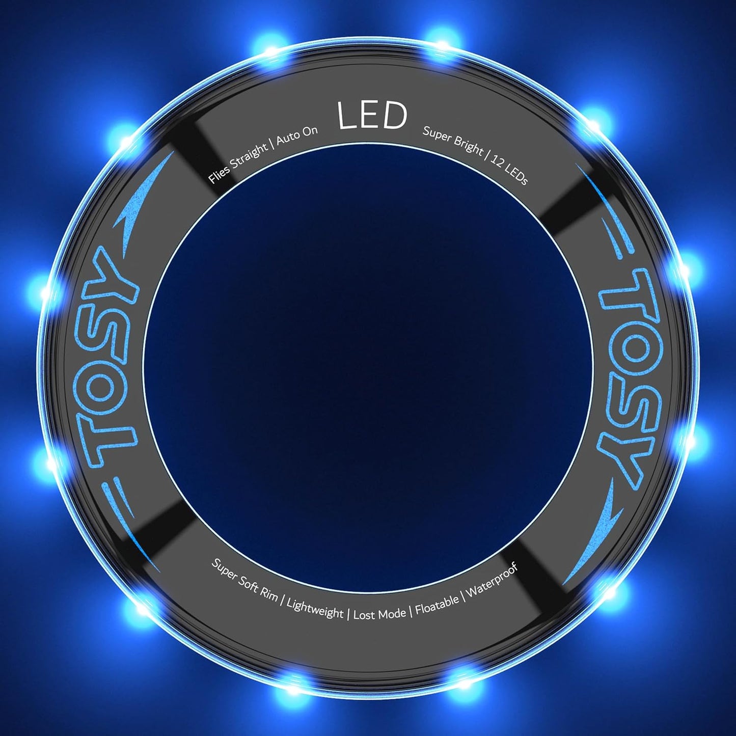 Flying Ring - 12 Leds, Super Bright, Soft, Auto Light Up, Safe, Waterproof, Lightweight Frisbee, Cool Birthday, Camping, Easter Basket Stuffers & Outdoor/Indoor Gift Toy for Boys/Girls/Kids