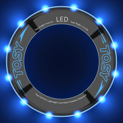 Flying Ring - 12 Leds, Super Bright, Soft, Auto Light Up, Safe, Waterproof, Lightweight Frisbee, Cool Birthday, Camping, Easter Basket Stuffers & Outdoor/Indoor Gift Toy for Boys/Girls/Kids