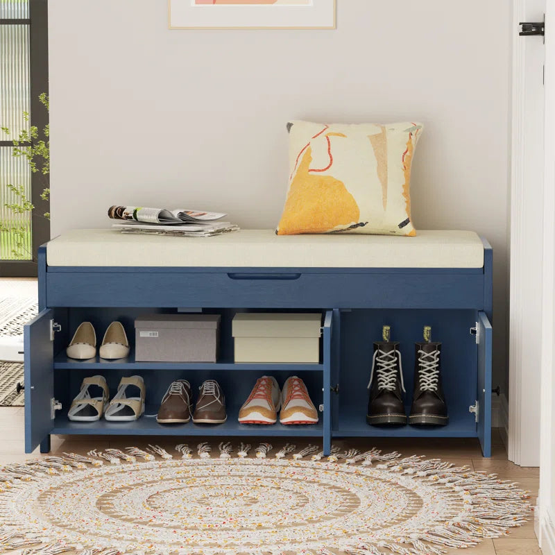 43.5" Shoe Storage Bench with Cushion, Entryway Storage with Hidden Storage