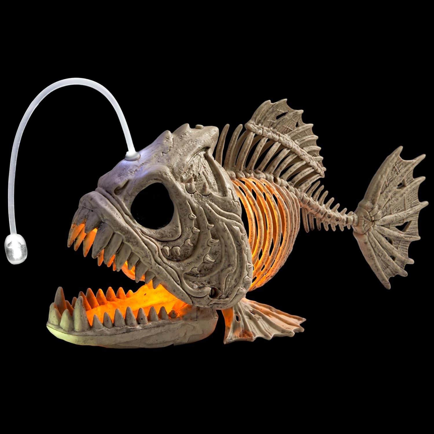 Halloween Skeleton Fish with LED Eye for Halloween Decoration, Graveyard Decorations, Indoor/Outdoor Spooky Scene