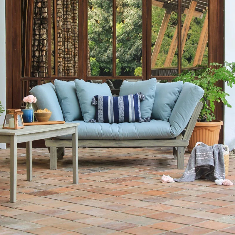 Bismark 79'' Mahogany Outdoor Convertible Sofa Daybed