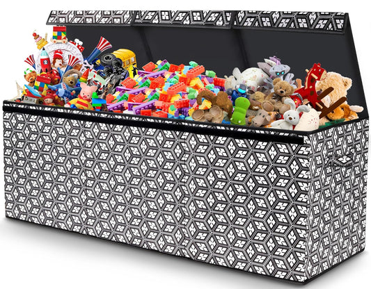 Large Toy Box, Toy Box for Boys, Toy Box Storage Chest, Collapsible Sturdy Storage Bins with Lids, Large Kids Toy Box Storage Chest Organizer for Nursery Room, Playroom, Closet, 40.6X16.5X14.2 In