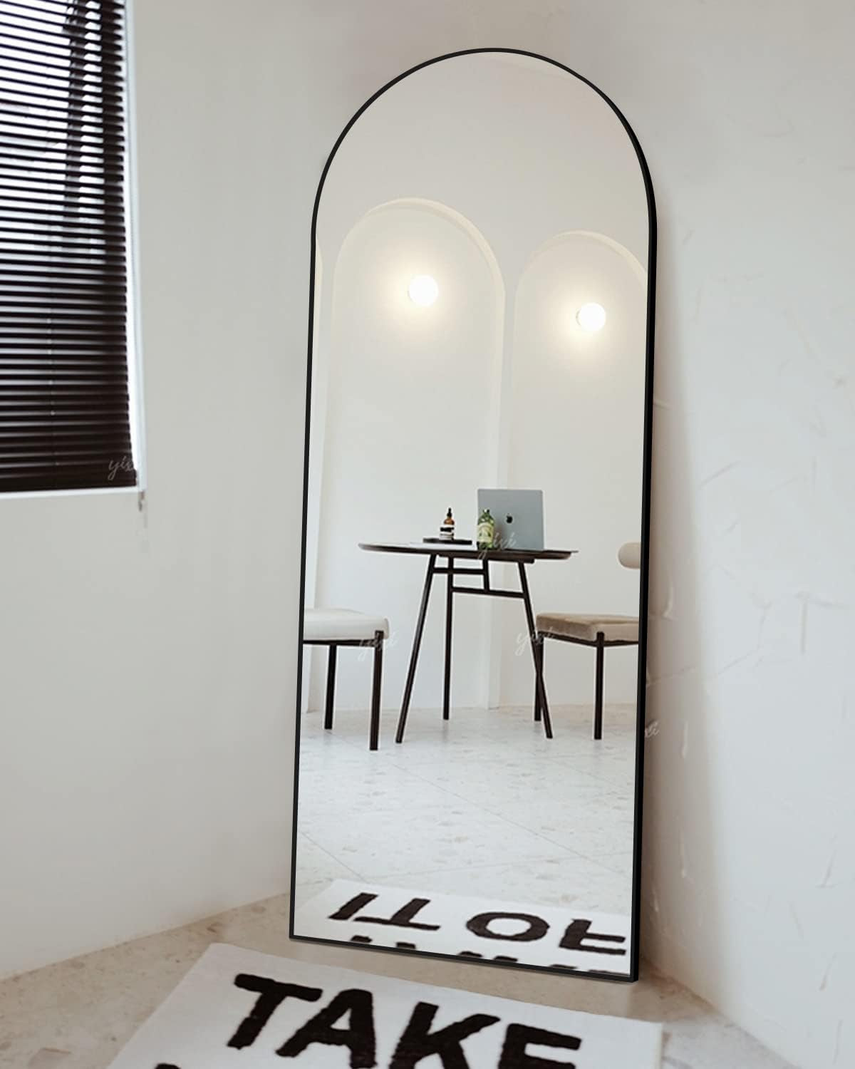 Floor Mirror, Full Length Mirror with Stand, Arched Wall Mirror, Mirror Full Length, Black Floor Mirror Freestanding, Wall Mounted Mirror for Bedroom Living Room, Black