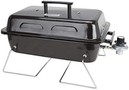Omaha Go Anywhere Portable Gas Grill - Mini BBQ Propane Grill for Camping, RV, Tailgate - Cooks 8 Hamburgers at Once - Long Life Steel - Foldable Legs