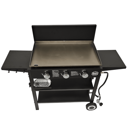 Outdoor Griddle Grill Propane Flat Top - Hood Included, Large Flat Top Grill, 2-In-1 Portable, Paper Towel Holder