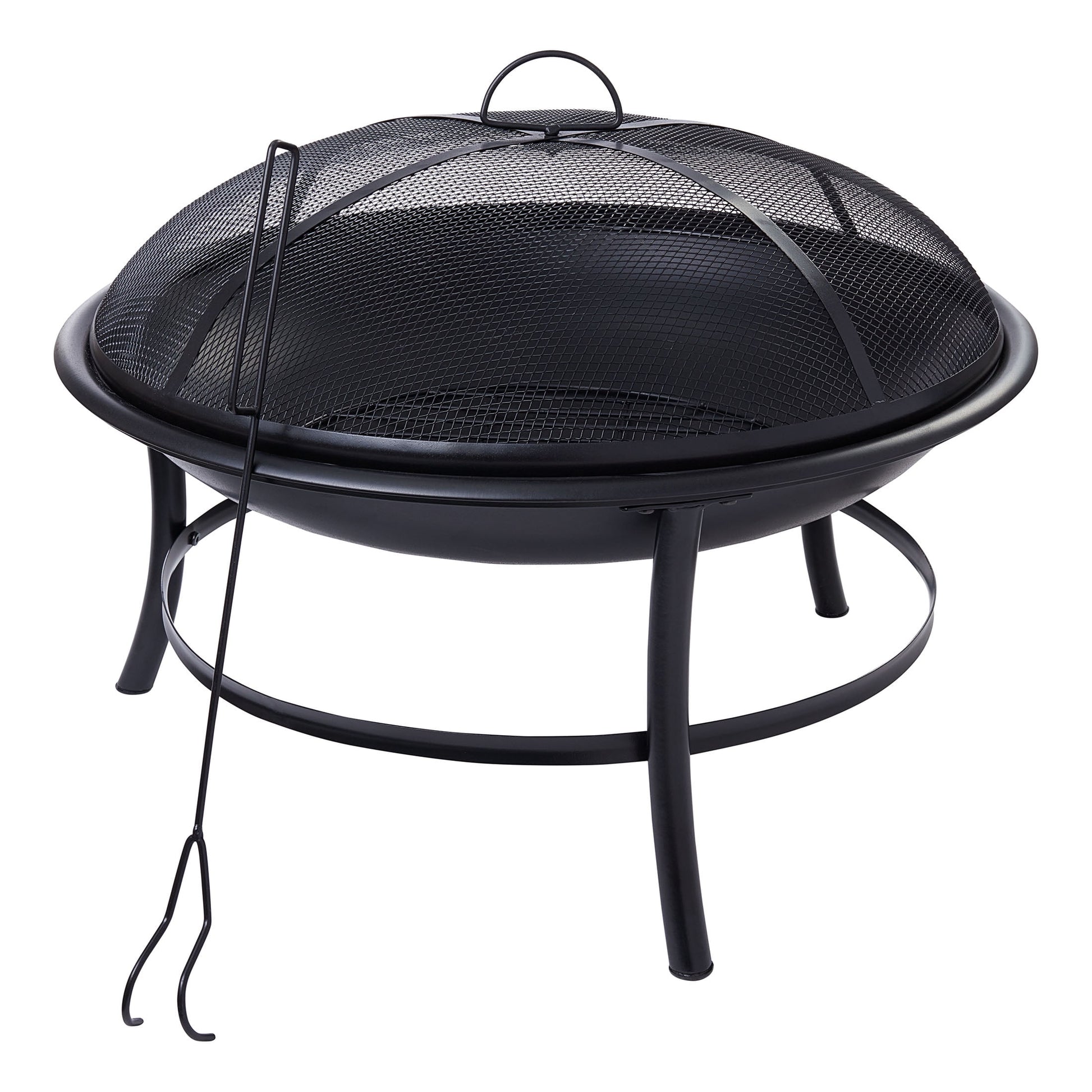 26" round Iron Outdoor Wood Burning Fire Pit, Black - Design By Technique