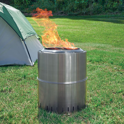 15" Collapsible Stainless Steel Smokeless Wood-Burning Camp Fire Pit with Carry Bag - Design By Technique