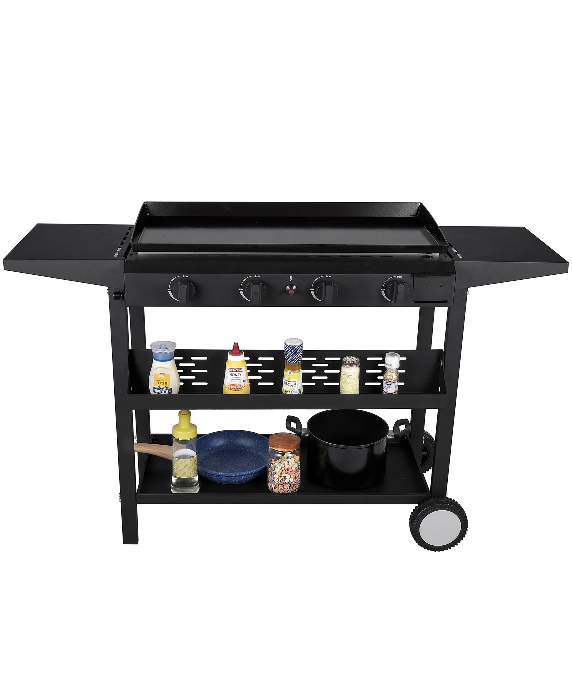 4-Burner 30" Griddle Propane Gas Grill, Black