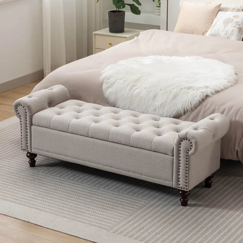 Polyester Blend Upholstered Storage Bench