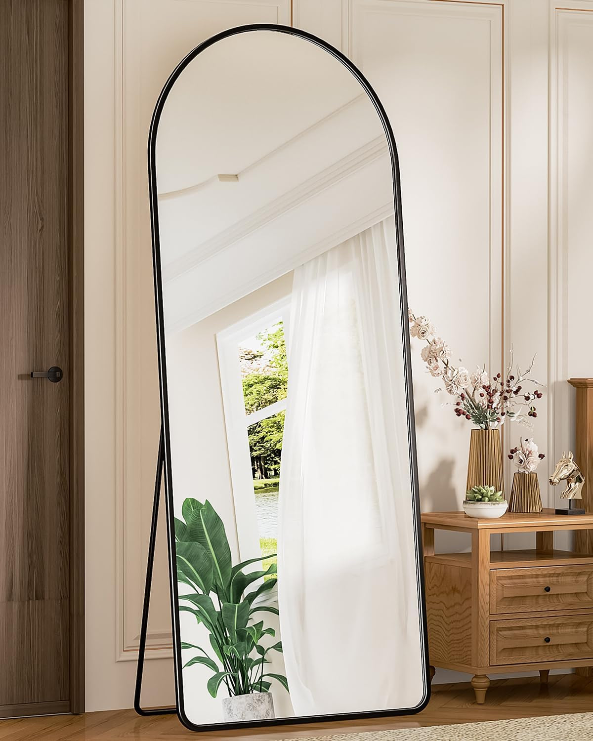 Full Length Mirror, 66"X23" Floor Mirror Freestanding, Floor Standing Mirror Full Body Mirror with Stand for Bedroom, Hanging Mounted Mirror for Living Room Cloakroom, Black - Design By Technique