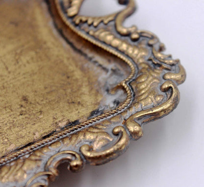 Small Antique Trinket Dish Vintage Gold Jewelry Tray, Ring Holder