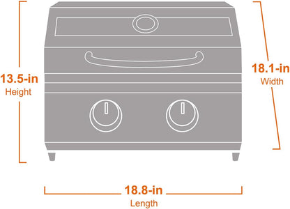 Portable Propane Gas Grill 2-Burner Tabletop Clearview  for Outdoor Camping Cooking, Two 15,000 BTU Burners, Stainless Steel, and Built-In Thermometer
