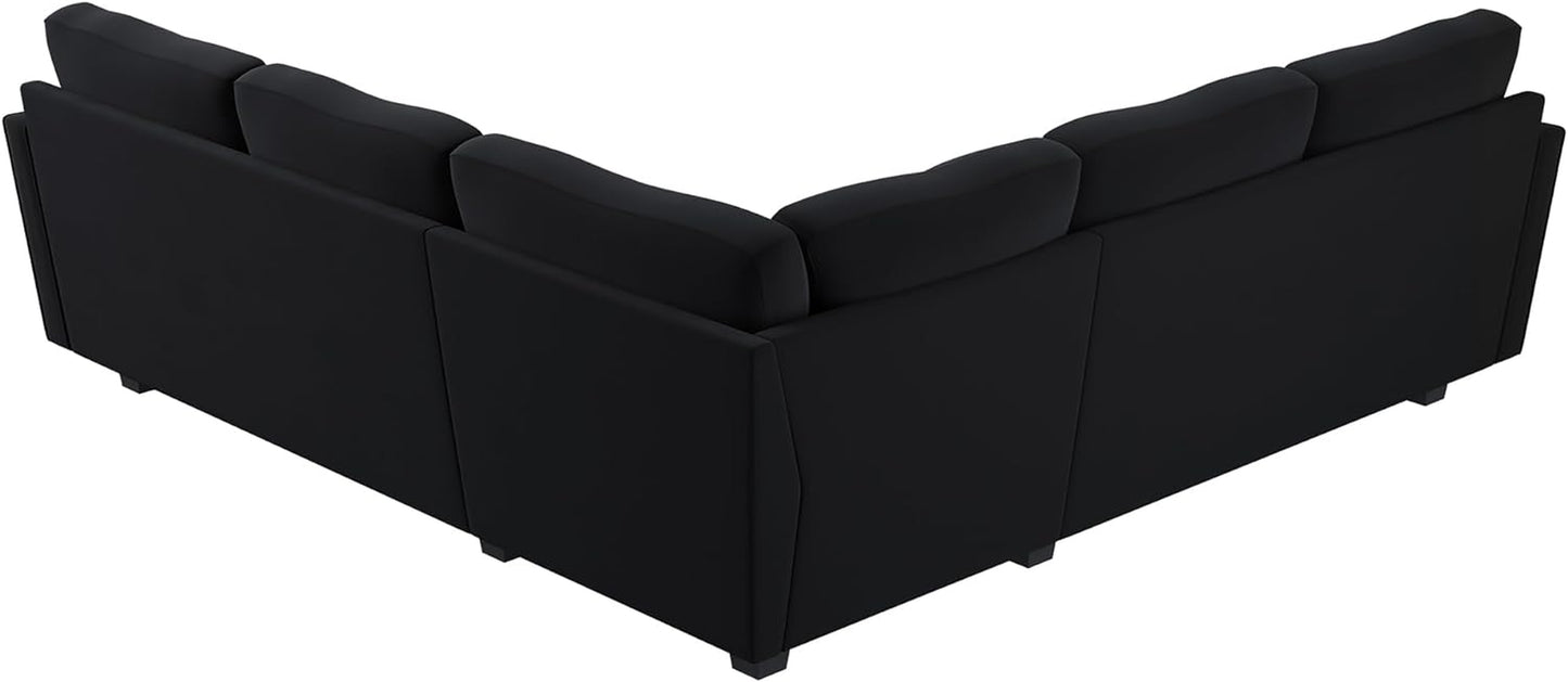 Convertible Sectional Sofa L Shaped Couch for Small Apartment Reversible Sectional Couch for Living Room,Velvet Black