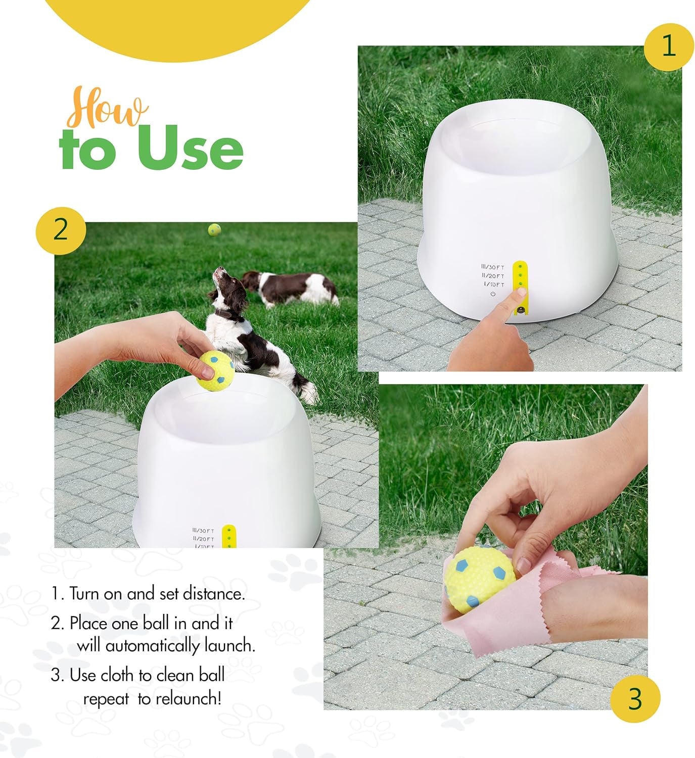 Dog Ball Launcher Automatic Fetch Machine for Small to Medium Dogs, 6 Balls, Dual Power Breeds, Ensures Exercise and Fun