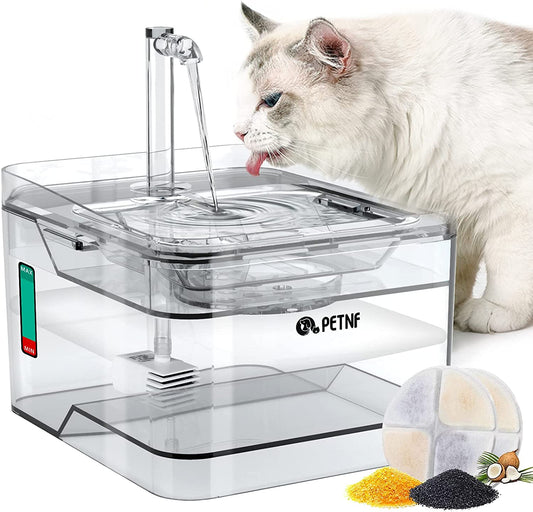 Cat Water Fountain, 101Oz/3L Pet Drinking Fountain for Cats Dogs inside Ultra Quiet Automatic Water Fountain Dispenser, Smart Pump with LED Light, Cat Fountains with 2 Filters, 3 Water Flow Settings
