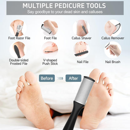 Electric Callus Remover for Feet,Rechargeable Electronic Foot File Pedicure Tools,Professional Waterproof Foot Scrubber File,Portable Pedi Feet Care for Cracked Heels &Dead Skin with LCD Display